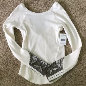 NWT size S ivory low-back Free People long sleeve